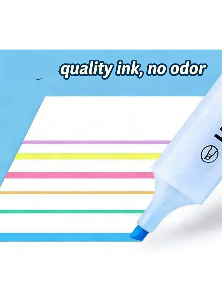 4 Pack Aesthetic Highlighter, Chisel Tip Marker, Water-Based, Quick Drying, (6 Colors, Green, Blue, Purple) - Image 4